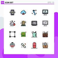 16 User Interface Flat Color Filled Line Pack of modern Signs and Symbols of fly internet arrows information computer Editable Creative Vector Design Elements