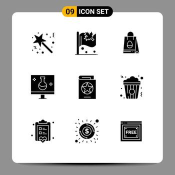 Pack of 9 Modern Solid Glyphs Signs and Symbols for Web Print Media such as ecolab eco testing sign eco science egg Editable Vector Design Elements