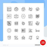 Set of 25 Commercial Lines pack for upload knot avatar halloween gallo Editable Vector Design Elements