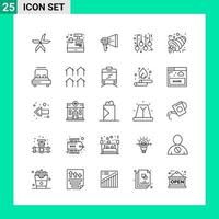 Pack of 25 Line Style Icon Set Outline Symbols for print Creative Signs Isolated on White Background 25 Icon Set Creative Black Icon vector background