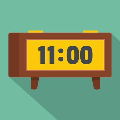 Alarm clock retro icon, flat style