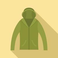 icono de chaqueta de caza, estilo plano vector