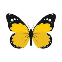 Yellow butterfly icon, flat style vector