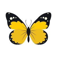 Yellow butterfly icon, flat style vector