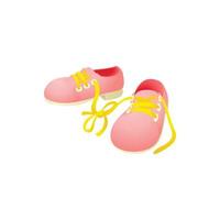 Pink shoes with laces tied together icon vector