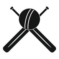 logotipo de pelota de cricket y bates, estilo simple vector