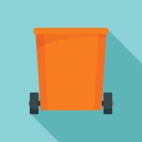 Orange trash can icon, flat style vector