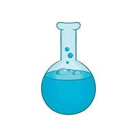 Chemical laboratory flask with blue liquid icon vector