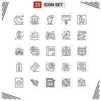 25 Icons Line Style Grid Based Creative Outline Symbols for Website Design Simple Line Icon Signs Isolated on White Background 25 Icon Set Creative Black Icon vector background