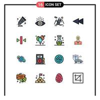 16 Universal Flat Color Filled Line Signs Symbols of media pause mountain play backward Editable Creative Vector Design Elements