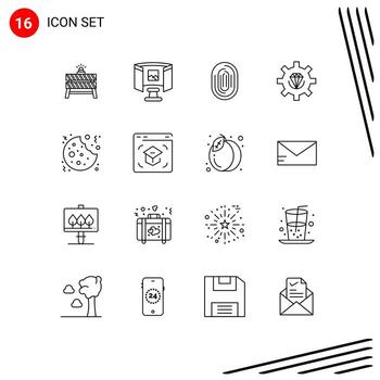 16 Outline concept for Websites Mobile and Apps development coding technology scanning scan Editable Vector Design Elements