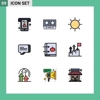 Stock Vector Icon Pack of 9 Line Signs and Symbols for book message design communication tool Editable Vector Design Elements
