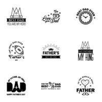 Happy fathers day 9 Black vintage retro type font Illustrator eps10 Editable Vector Design Elements