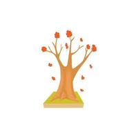 Autumn tree icon, cartoon style vector