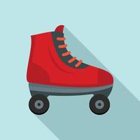 Old roller skates icon, flat style vector