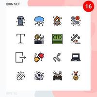 Universal Icon Symbols Group of 16 Modern Flat Color Filled Lines of support help beach faq fire Editable Creative Vector Design Elements