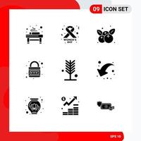 Group of 9 Modern Solid Glyphs Set for environment web fruit planet internet Editable Vector Design Elements