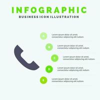 Call Phone Telephone Mobile Solid Icon Infographics 5 Steps Presentation Background vector