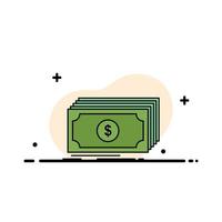 Cash dollar finance funds money Flat Color Icon Vector