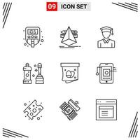 9 Icons Line Style Grid Based Creative Outline Symbols for Website Design Simple Line Icon Signs Isolated on White Background 9 Icon Set Creative Black Icon vector background