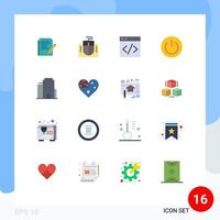 User Interface Pack of 16 Basic Flat Colors of building environment computer energy eco Editable Pack of Creative Vector Design Elements