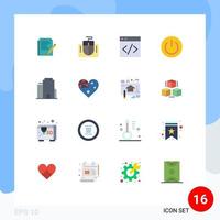 User Interface Pack of 16 Basic Flat Colors of building environment computer energy eco Editable Pack of Creative Vector Design Elements