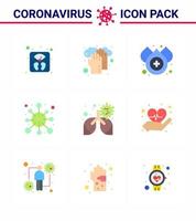 corona virus prevention covid19 tips to avoid injury 9 Flat Color icon for presentation disease virus blood corona disease viral coronavirus 2019nov disease Vector Design Elements