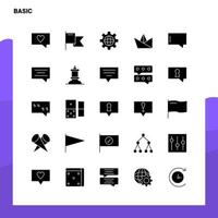 25 Basic Icon set Solid Glyph Icon Vector Illustration Template For Web and Mobile Ideas for business company