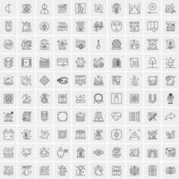 Pack of 100 Universal Line Icons for Mobile and Web vector