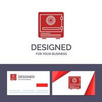 Creative Business Card and Logo template Safe Bank Deposit Lock Money Safety Security Vector Illustration