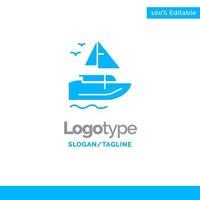 Boat Ship Transport Vessel Blue Business Logo Template vector