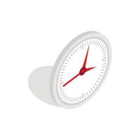 White office clock icon, isometric 3d style vector