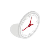 White office clock icon, isometric 3d style vector