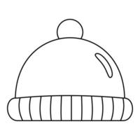 icono de sombrero de invierno, estilo de contorno vector