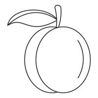 Whole peach icon, outline style vector