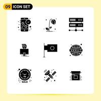 9 Solid Glyph concept for Websites Mobile and Apps finance programmer spring gammer hacker Editable Vector Design Elements