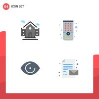 Set of 4 Commercial Flat Icons pack for building vision control eye paper Editable Vector Design Elements