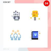 Group of 4 Modern Flat Icons Set for tracking leadership technology robot person Editable Vector Design Elements