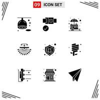 Modern Set of 9 Solid Glyphs Pictograph of danger structure stall site optimization Editable Vector Design Elements