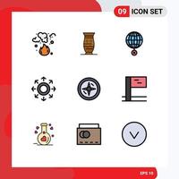 Modern Set of 9 Filledline Flat Colors Pictograph of data croos india internet global Editable Vector Design Elements