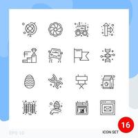 Pictogram Set of 16 Simple Outlines of car trophy cup optical trophy achievements Editable Vector Design Elements