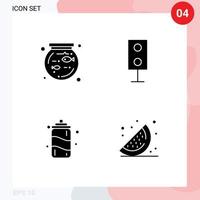 User Interface Pack of 4 Basic Solid Glyphs of bowl water devices speaker food Editable Vector Design Elements