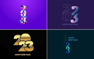 conjunto de diseño de logotipo 2023 feliz año nuevo. Plantilla de diseño de número 2023. decoración navideña 2023 símbolos de feliz año nuevo. diseño moderno de navidad para banner. red social. portada y calendario vector