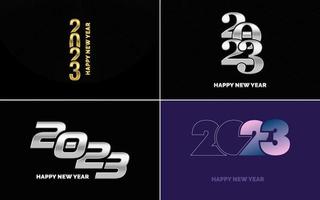 Set of logo design 2023 Happy New Year. 2023 number design template. Christmas decor 2023 Happy New Year symbols. Modern Xmas design for banner. social network. cover and calendar vector