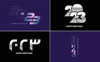 Set of logo design 2023 Happy New Year. 2023 number design template. Christmas decor 2023 Happy New Year symbols. Modern Xmas design for banner. social network. cover and calendar vector