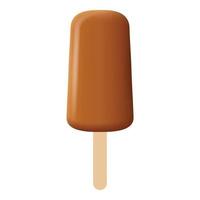 Chocolate popsicle icon, realistic style vector