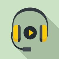 Headphones sound learning icon, flat style vector