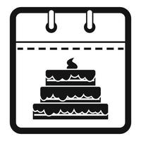 icono de calendario de cumpleaños, estilo negro simple vector