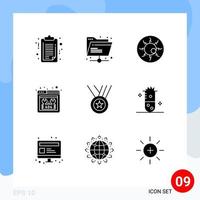 conjunto de 9 iconos modernos de la interfaz de usuario signos de símbolos para el sitio web del premio globo ocular sangriento faltan elementos de diseño vectorial editables del ojo aterrador vector