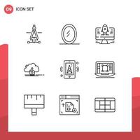 9 Outline concept for Websites Mobile and Apps mobile iot startup internet data Editable Vector Design Elements